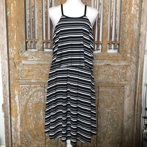 TORRID B & W STRIPED JERSEY TWOFER TANK DRESS 0 L